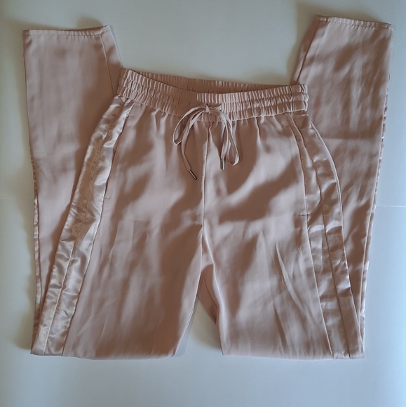 H&M: Light Pink Women's Pants/Trousers with Satin Stripe Details at Sides - Picture 1 of 4